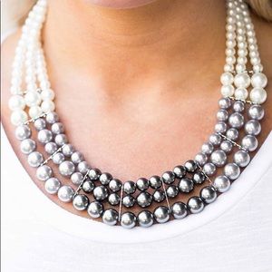 Pearl Necklace + Earrings - Bridal Jewelry - White + Silver